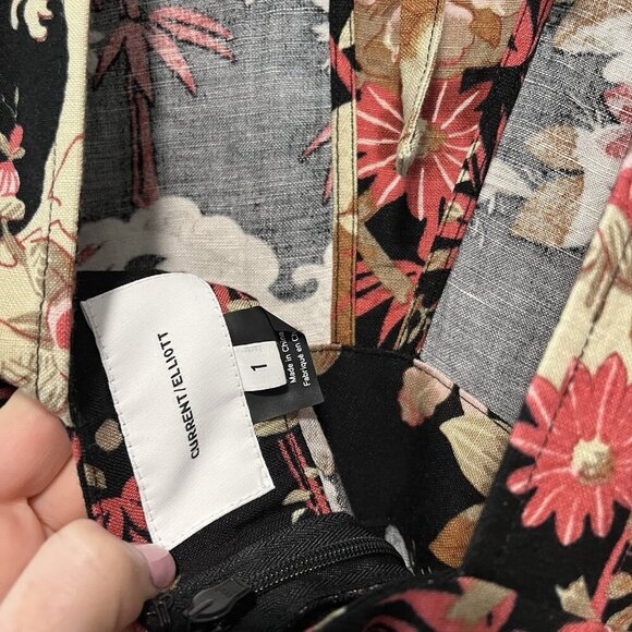 Current/Elliott The Retro Floral Print Linen Midi Open Back Dress Size 1 - Picture 4 of 9